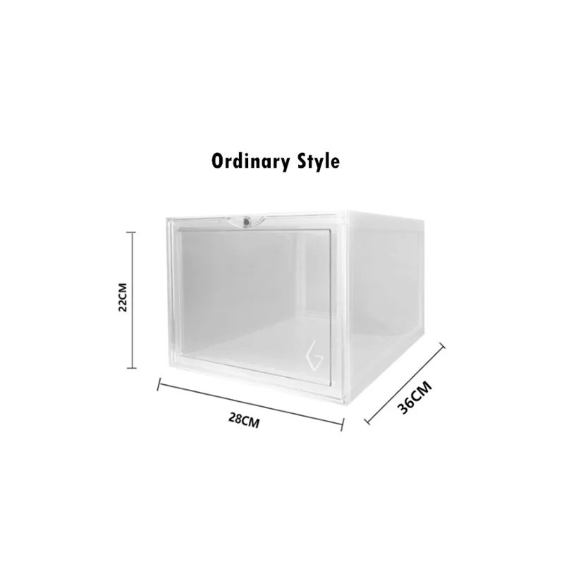 Открытые по бокам магнитные двери Abs смолы кроссовки коробка для хранения прозрачный высокий состояние анти окисления акриловый пылеуловитель обуви коробка - Цвет: Ordinary Style
