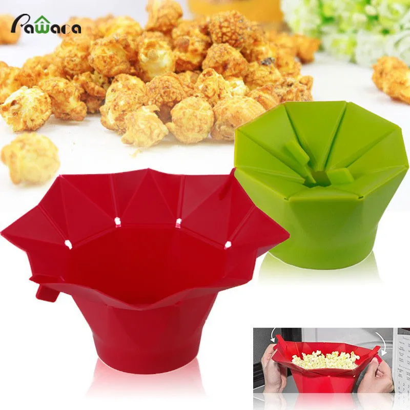 DlY Folding Silicone Microwave Popcorn maker Snack Bucket Family Party
