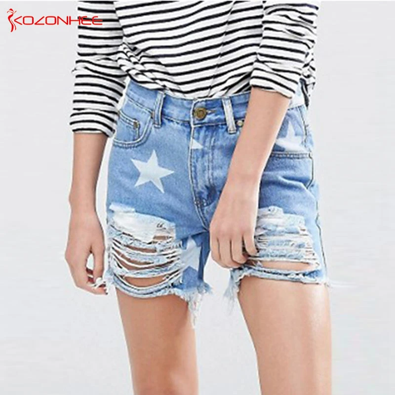 white ripped denim shorts womens