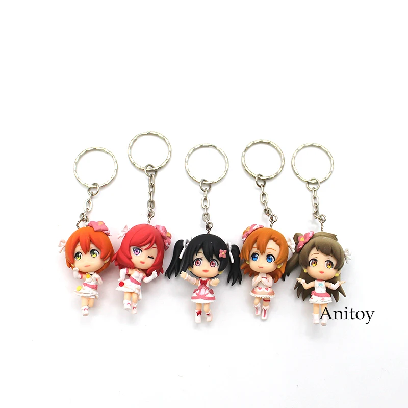 

Love Live! Doll figure mini Q version action strap/Keychain pendant toys PVC Action figure toy 5pcs/set 2 Styles