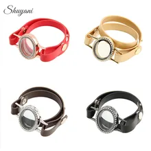 10 шт.! Мода 4 цвета сплав кристалл обёрточная память жизни браслет со стеклянной подвеской с обертыванием кожаный браслет ювелирные изделия