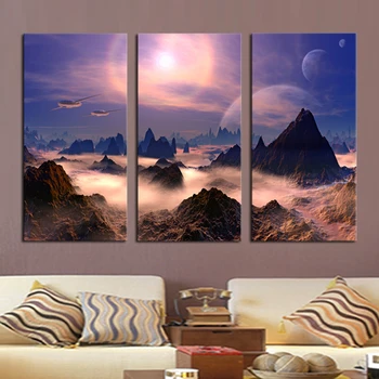 

Unframed 3 Piece Fantasy Mountain landscape Modern Home Wall Decor painting Canvas Art HD Picture Paint on Canvas Prints Gift