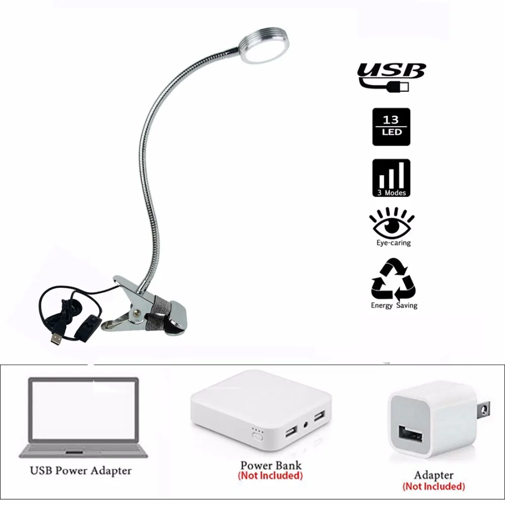 

Ganeed 3 Light Modes Energy-Efficient Dimmable USB Powered Table LED Book Lamp Reading Light Flexible Sturdy Gooseneck lamp