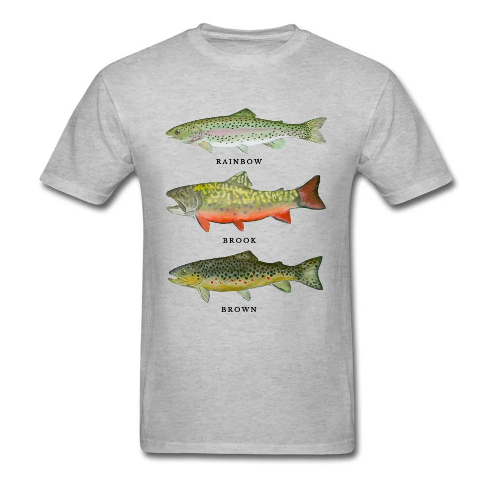 Personalized Trout-Triad O Neck T Shirts Summer/Autumn Tops & Tees Short Sleeve for Men New Coming All Cotton T Shirt Trout-Triad grey