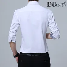 Белые рубашки с принтом, мужская рубашка с длинными рукавами, мужская деловая одежда, деловые мужские рубашки, формальные 4XL