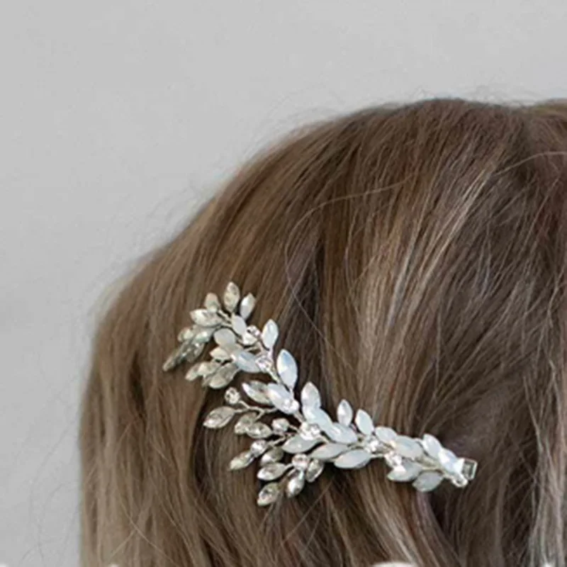 Le Liin невесты Кристалл Опал заколка для волос Золотой Серебряный свадебный ручной работы заколка аксессуары для волос Свадебные украшения для головы