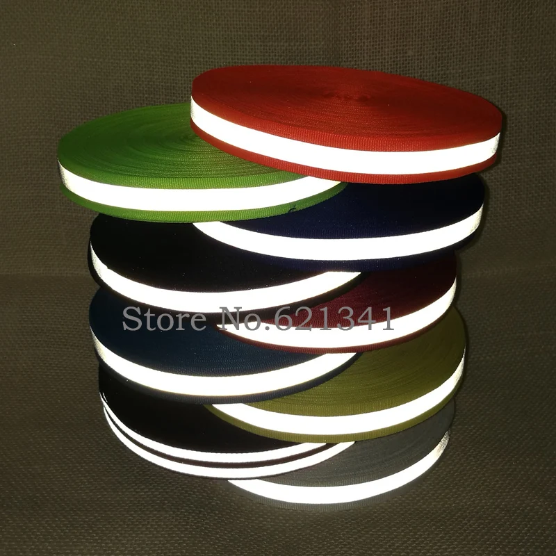 

20mm*10mm(W)*50yards Reflective Fabric Tape Reflective Webbing Ribbon Taps Sew On Tape Free Shipping