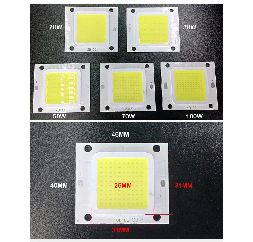 Hohe Leistung Epistar COB 20 Вт 30 Вт 50 Вт 70 Вт 100 Вт DC 30 V-32 V Integrierte SMD FUr Flutlicht Scheinwer