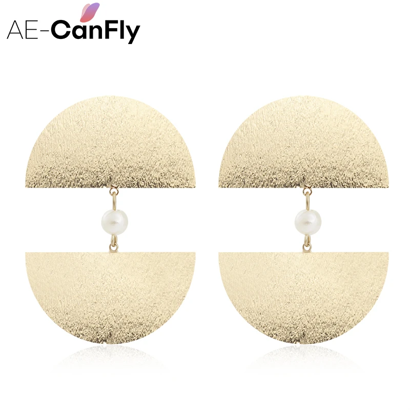 

AE-CANFLY Women Geometric Statement Earrings Half Circle Dangle Drop Earrings Ear Jewelry 1C1005