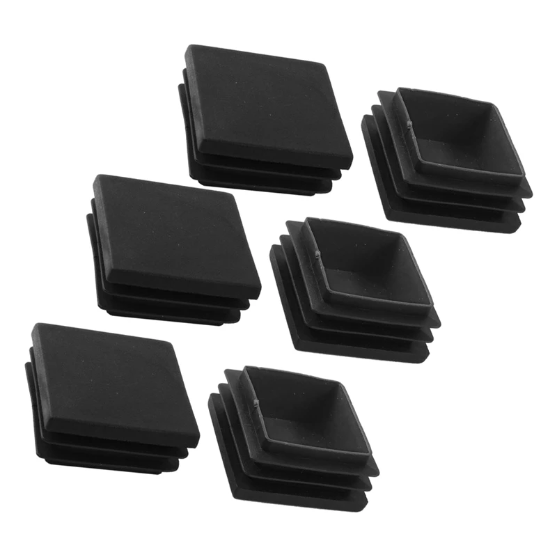 6 pcs Black Closure End Caps Square Tubing Tube Foot Cover 40 x 40 mm X6O5