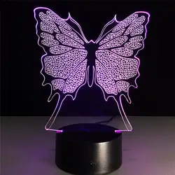 3D ночник Акриловые DIY Бабочка ночники 7 цветов Изменение Сенсорный пульт Управление настольная лампа креативный подарок декор свет
