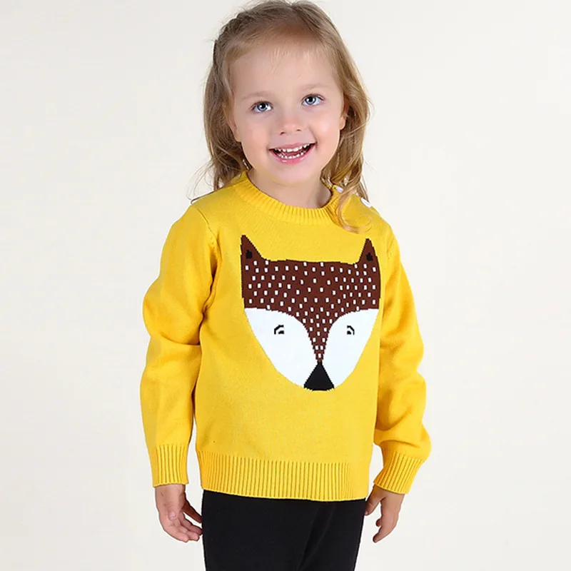 Girl Warm Knitted Sweater Baby Born Infant Cotton Cartoon Fox Pullover