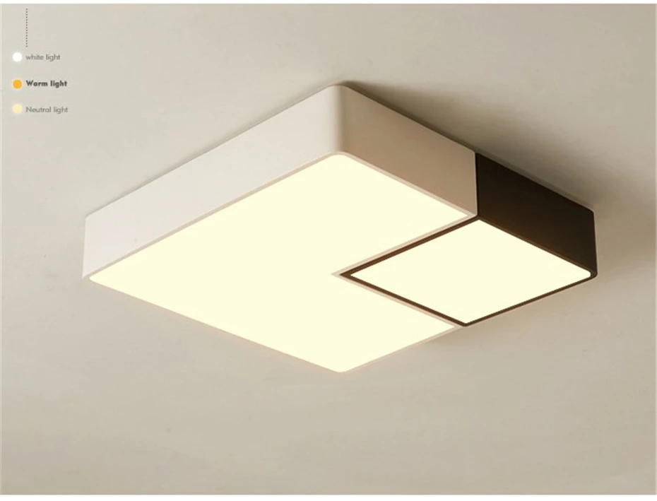 Lâmpada do Quarto Simples Geométrica Praça Led Teto Lâmpada da Cozinha da Moderno Preto e branco Lamparas Techo Restaurante Luminária Casa 7 Luzes de teto