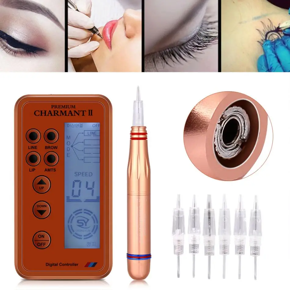 Электрические цифровые перманентные роторные наборы для машинного макияжа Microblading Pen пистолет бровей губ МТС татуировки макияж ручка+ картридж иглы