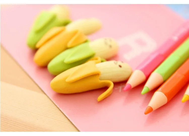 4 упак./лот(8 шт.) Kawaii Мини-банан в форме карандаш милые резинки Новинка Резина ручки для детей подарок школьные канцелярские товары оптом