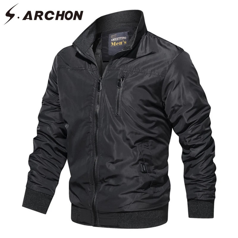 S.ARCHON Autumn Casual Jackets Men Military Style Pilot Jacket Coat Solid Thermal Bomber Plus Size Army Tactical Jacket Men