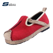 Женская повседневная обувь с низким верхом; Лоферы ручной работы льняной хлопковой расцветки; Классическая обувь на плоской подошве; женская обувь; zapato mujer; AA50066