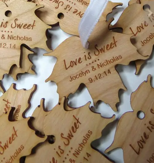 Custom Maple Syrup Rustic Wedding Wood Gift Favor Tags Labels
