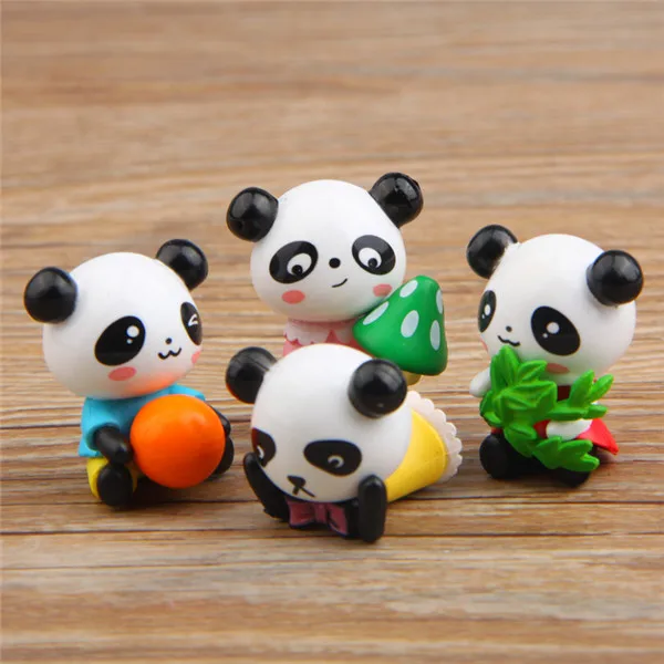 Cute Panda Strawberry Bamboo Mini figures pvc toys 4pcs - 1