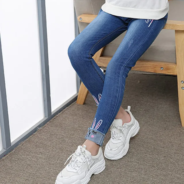 Girls Jeans Kids Cute Cartoon Mickey Pattern Jeans Spring Autumn High Quality Children Pants Casual Trouses Baby Girls Jeans 5