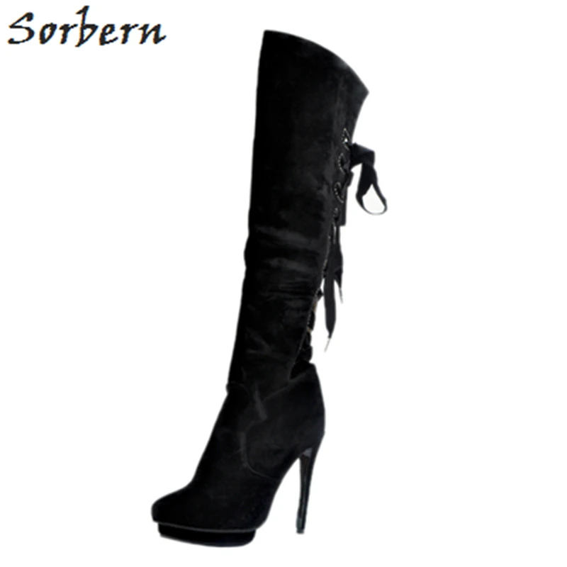 

Sorbern Women Black Boots High Heels Botines Mujer Chaussures Femme Hot Sale Warm Snow Boots Women Winter Shoes 2018 New