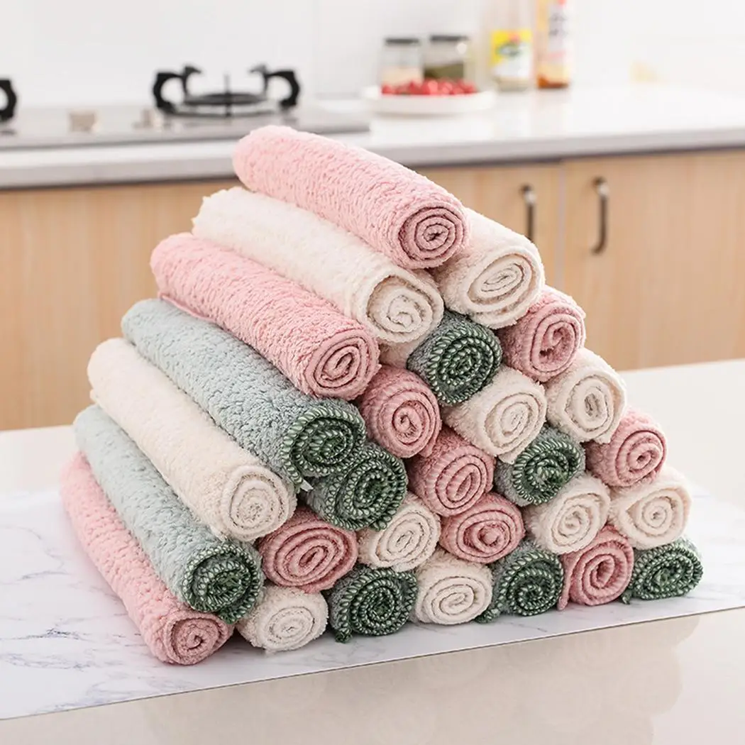 

Kitchen Coral Fleece Dish Pot Non-stick Oil Cleaning Cloth Absorbent Dishcloth