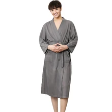 Мужской Халат Спа домашнее платье Китайский Хлопок Ночная рубашка одноцветная одежда для сна Мужская Ночная рубашка кимоно купальный халат плюс Размер M XL XXXL