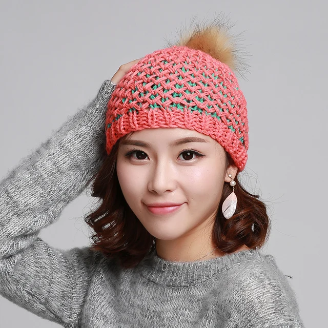 Women's Winter Hat Knitting Woollen Beanie Casual Warm Hat Cap Women