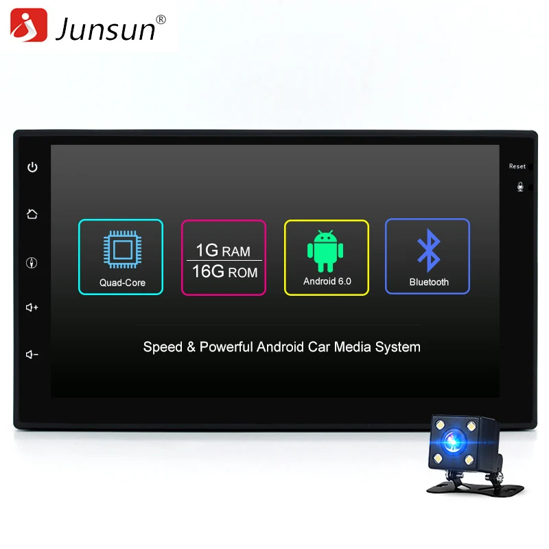 Junsun Universal 2 din Android 6.0 Car DVD player GPS+Wifi+Bluetooth+Radio+Quad Core 7 inch 1024*600 screen car stereo radio