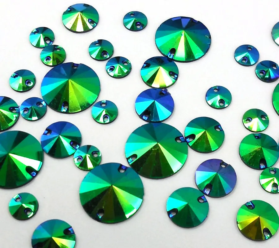 Смешанные размеры, круглые полимерные синие зеленые Стразы 18 мм 12 мм 8 мм пришивные камни и кристалл страз кристалл для шитья вечернего платья выпускного вечера
