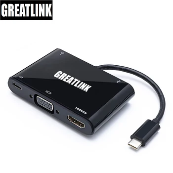 

USB Type C To USB 3.0 HDMI 1.4 VGA Splitter Adapter USB-C Type-C 3.1 AUX Cable VGA HDMI Converter Adaptor Thunderbolt 3 HUB Dock