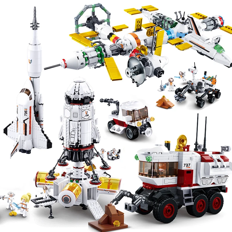

The Space Station Series With Curiosity Mars Explorer Space Shuttle Saturn Rocket Buidling Blocks Toys As Gifts For Children