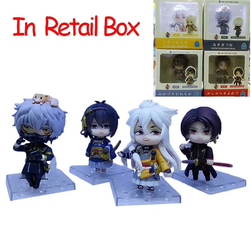 

4pcs Touken Ranbu Online Figure Kogitsunemaru Mikazuki Munechika Kashuu Kiyomitsu Nakigitsune Model Action Figure Toys In Box