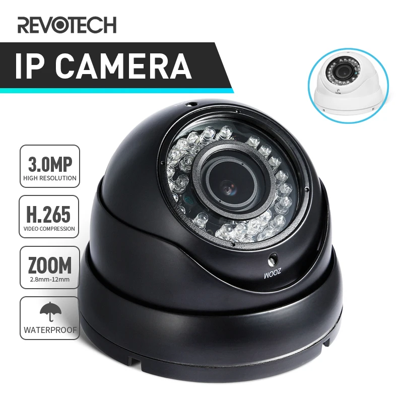 IP камера видеонаблюдения H.265 HD Водонепроницаемая 3 Мп 2 8 12 мм 1296P светодиодный