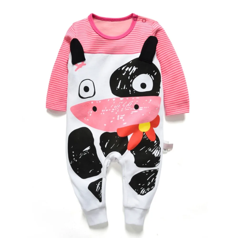 spring summer newborn baby boy clothes baby cow rompers for girl long