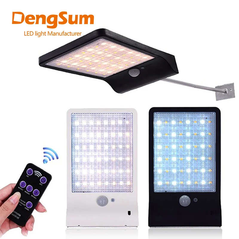 

[DENGSUM] 48 leds Solar Light Color Adjustable With Controller Three Modes Waterproof Lamp Lights For Outdoor Garden Wall Street