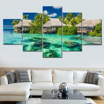 

Home Decor Living Room Wall Modern Art Frame HD Prints Beautiful Seascape Island Resort Paintings Poster Modular Canvas Pictures