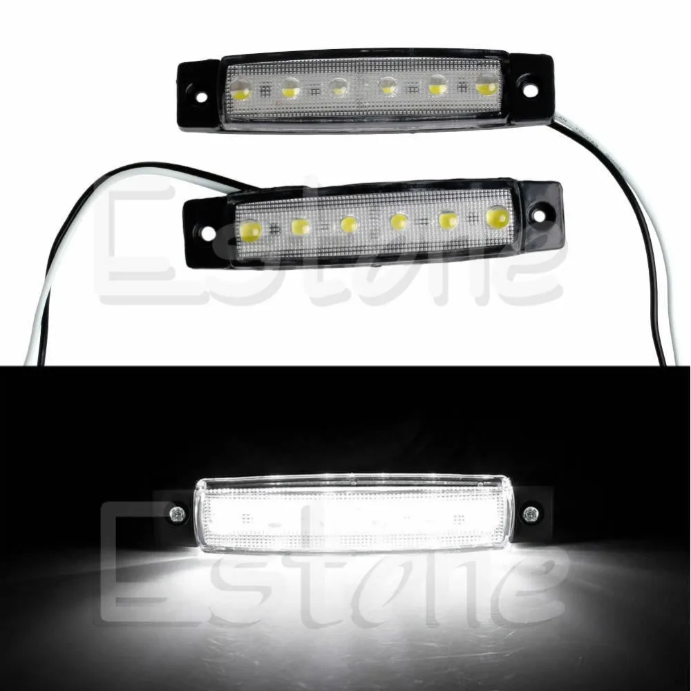 

YAM 2X 6 LED Bus Boat Truck Trailer Side Marker Tail Light Lamp 12V White Waterproof