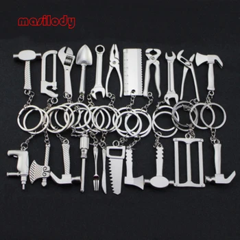 

100pcs/lot Mini Metallic Tool Keychain Wrench Key Chain Spanner Keychains Drill Keyring Opener Key ring Maintain Car keychain