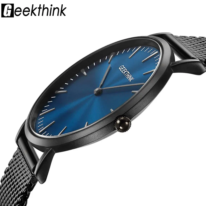 GEEKTHINK Топ люксовый бренд кварцевые часы для мужчин полный нержавеющая сталь классический Milimalist дизайнер Wrsitwatch деревянный циферблат часы для мужчин
