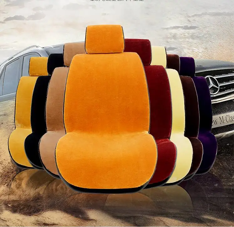 Front car seat covers faux fur cute car interior accessories cushion cover styling winter new plush car pad seat cover 2 Front