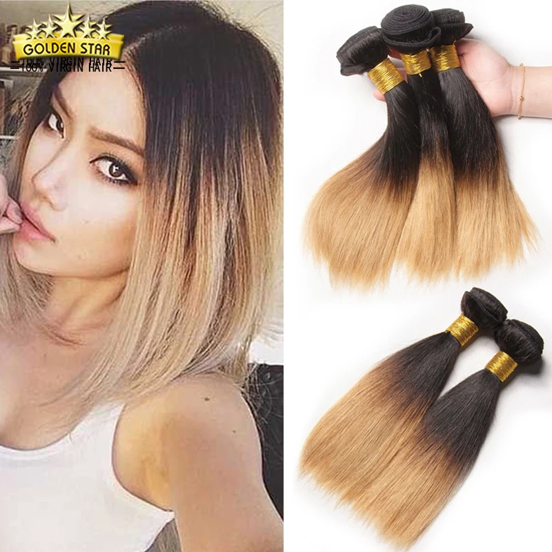 Top 7a Ombre Peruvian Virgin Hair Straight 3 Bundles 1b 27 Ombre