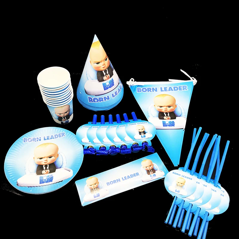 

58pcs/lot Baby Boss party set kids birthday party decorations Baby Boss theme disposable tableware Baby Boss plates cups straws