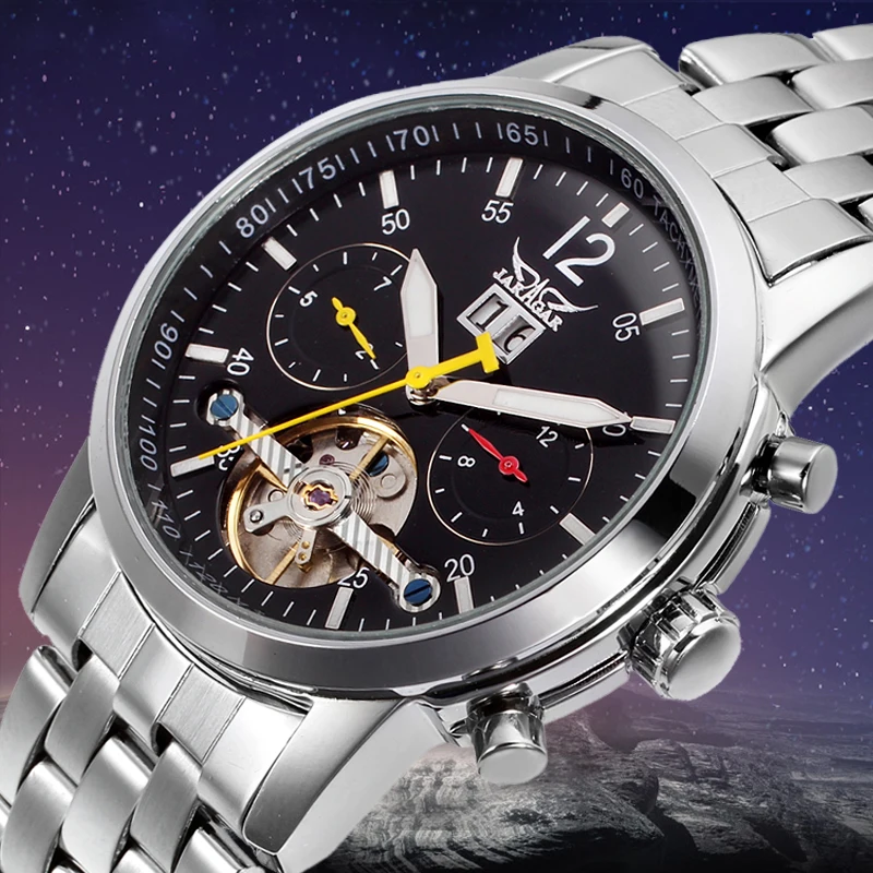 

Jargar Automatic Men Tourbillon Silver Watch with Stainless Steel