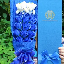 Цветы искусственный медведь-букет букеты из плюшевой игрушки мыло с цветком розы игрушки с коробкой День Святого Валентина украшения для сорняков свадьбы