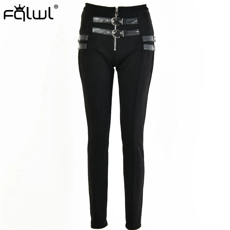 FQLWL замшевые кожаные брюки с высокой талией женские брюки с пряжкой на молнии Сексуальные облегающие брюки женские осенние женские узкие обтягивающие брюки