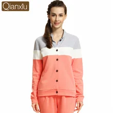 Осень, брендовая домашняя одежда для пар, Повседневная Лоскутная Пижама, наборы, Женская Хлопковая пижама, женский Кардиган с длинным рукавом, пальто+ штаны