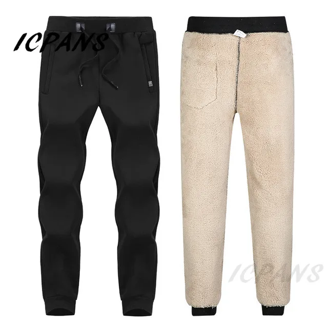 ICPANS Drawstring sweatpants Heavyweight Mens Pants Winter trousers Pantalon Hombre Joggers Pants Man Winter Warm Plush Trouser