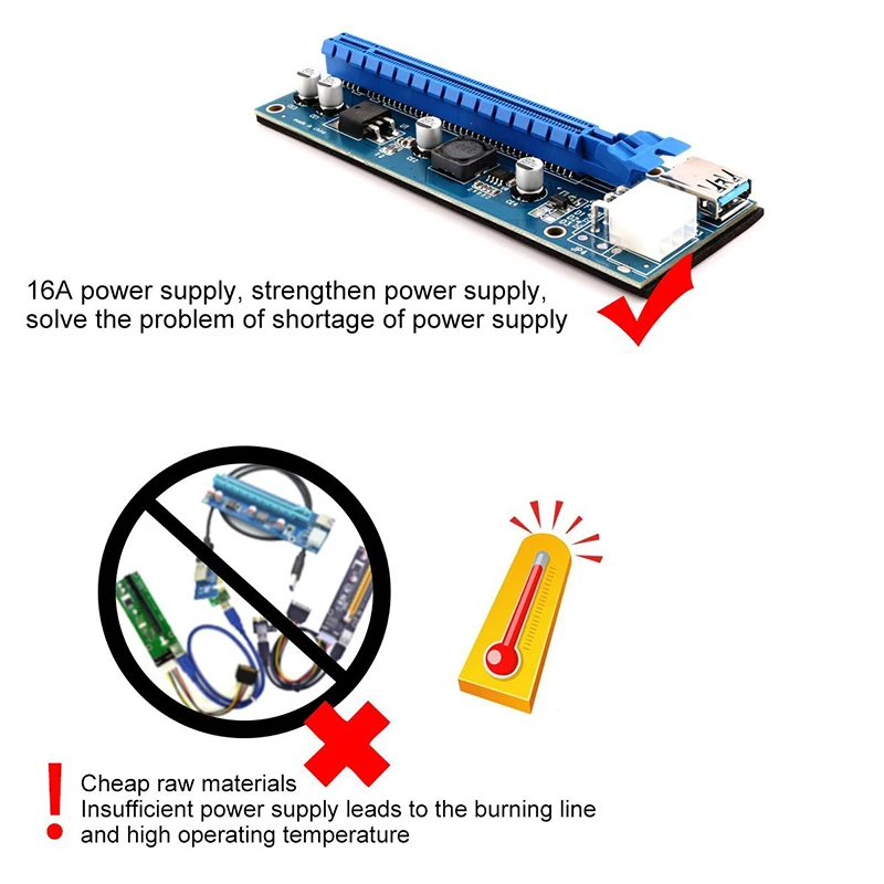 В наличии удлинитель Ubit 1x до 16x экспресс Райзер карта USB 3 0 PCIe SATA кабель питания от