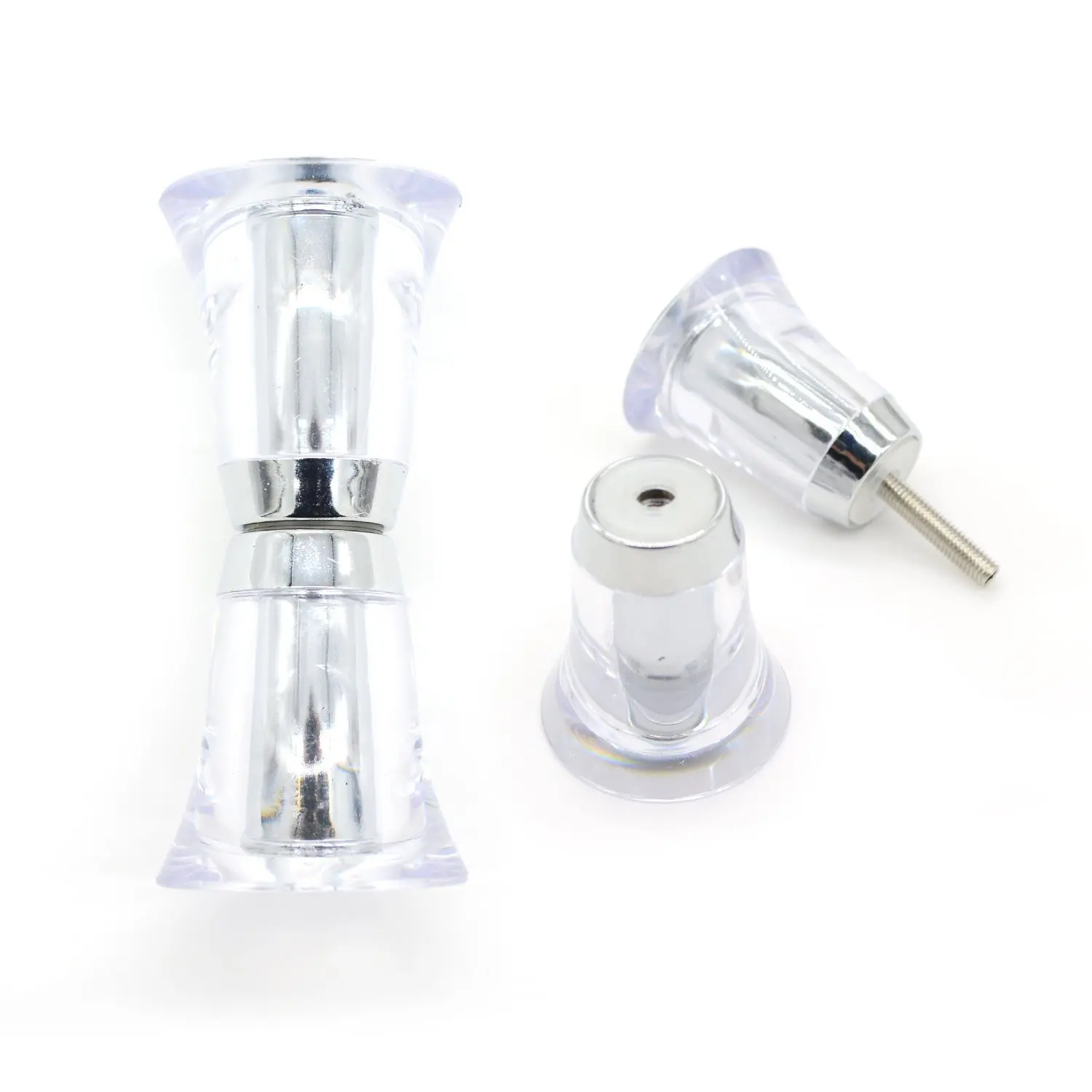 Maçaneta de Porta de Chuveiro Botão em Forma de Cone de Acrílico Claro de Alta Qualidade Pares de